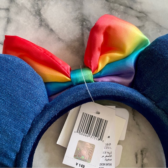 Disney Denim Rainbow Bow Minnie Mickey Ears - Picture 5 of 6